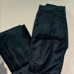 Agolde Dark teal velvet mid high rise flare pants
